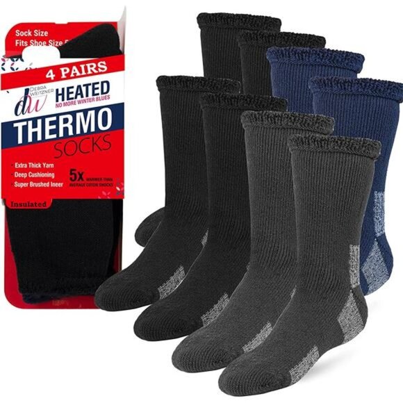 Thermal Thick Heated Winter Socks - Insulated for Extreme Cold Weathers 4 Pairs